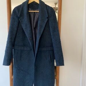 Top Shop Women's Blue Textured Coat